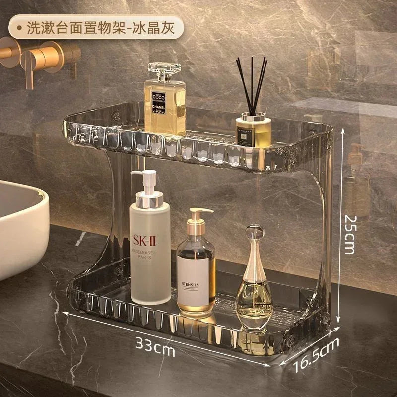 Étagère de Rangement Transparent – Double Niveau pour Salle de Bain & Coiffeuse
