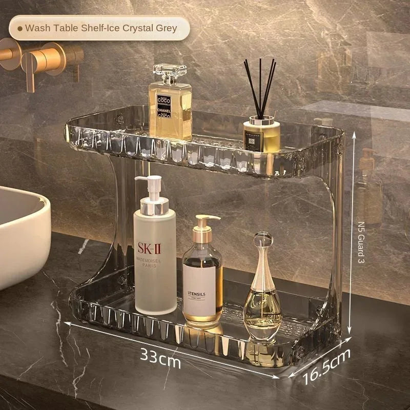 Étagère de Rangement Transparent – Double Niveau pour Salle de Bain & Coiffeuse