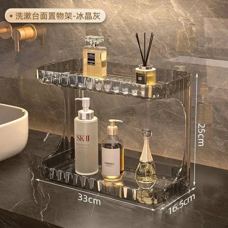 Étagère de Rangement Transparent – Double Niveau pour Salle de Bain & Coiffeuse