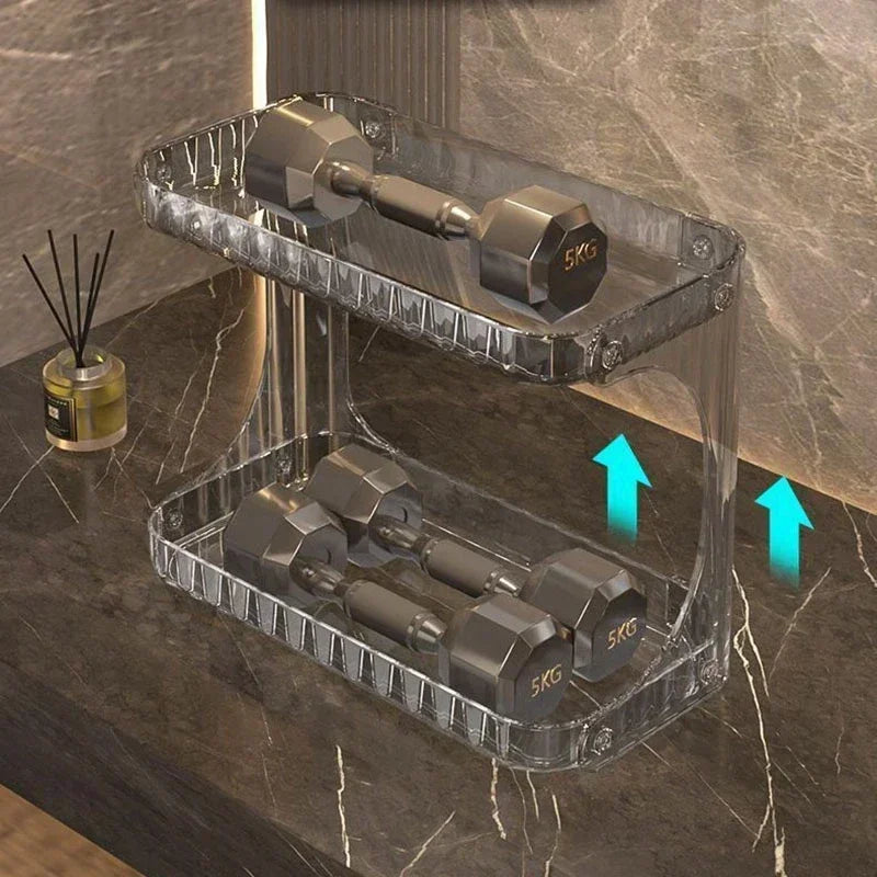 Étagère de Rangement Transparent – Double Niveau pour Salle de Bain & Coiffeuse
