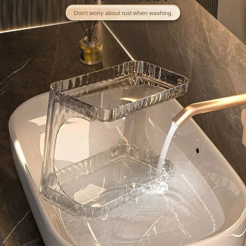 Étagère de Rangement Transparent – Double Niveau pour Salle de Bain & Coiffeuse