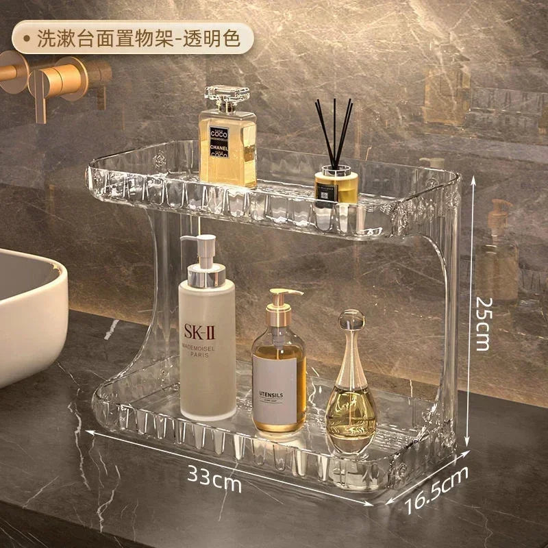 Étagère de Rangement Transparent – Double Niveau pour Salle de Bain & Coiffeuse